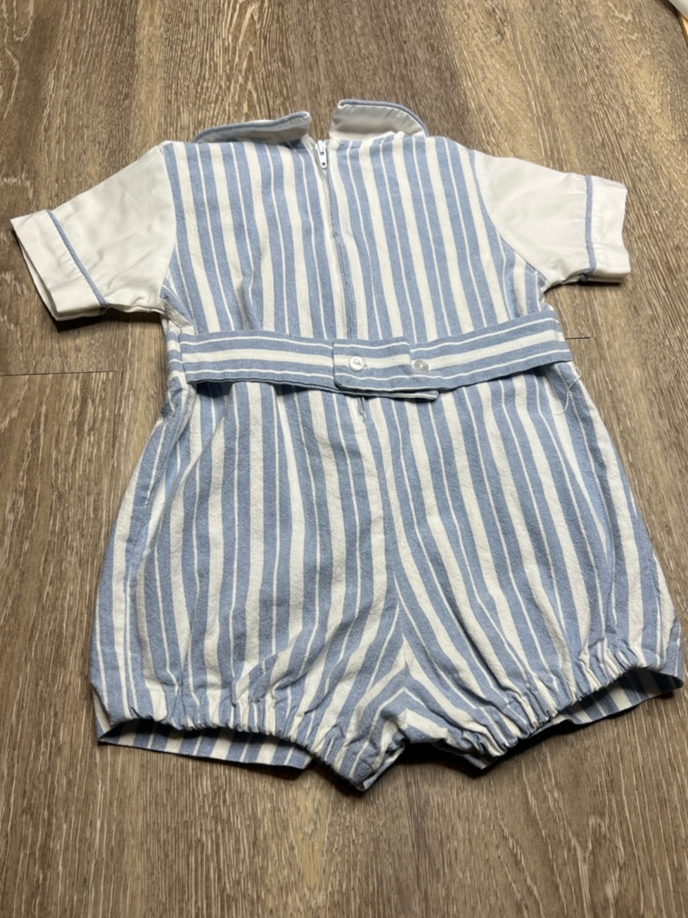 Vintage Good Lad Teddy Bear Patch Blue Striped Romper 18M Made In the USA - Picture 10 of 10
